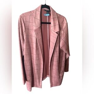 Ashley Stewart Pink Blazer with Notched Lapels and Relaxed Fit